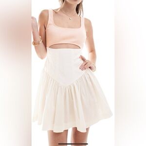 ASOS design corset waist jersey bodice mini dress in pink. Size  UK 8. US 4